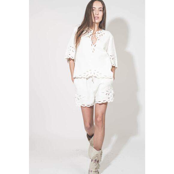 Isabel Marant Etoile Shana Eyelet Top Blouse - Fr38 Us6 White - Picture 1 of 7